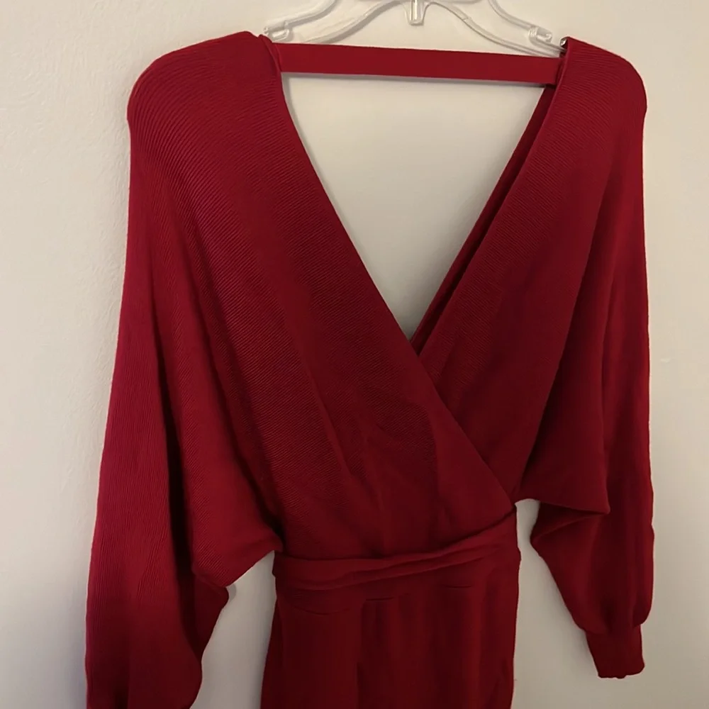 Wine Red Waist Tie Bodycon Maxi Dress - Picture 6 of 7